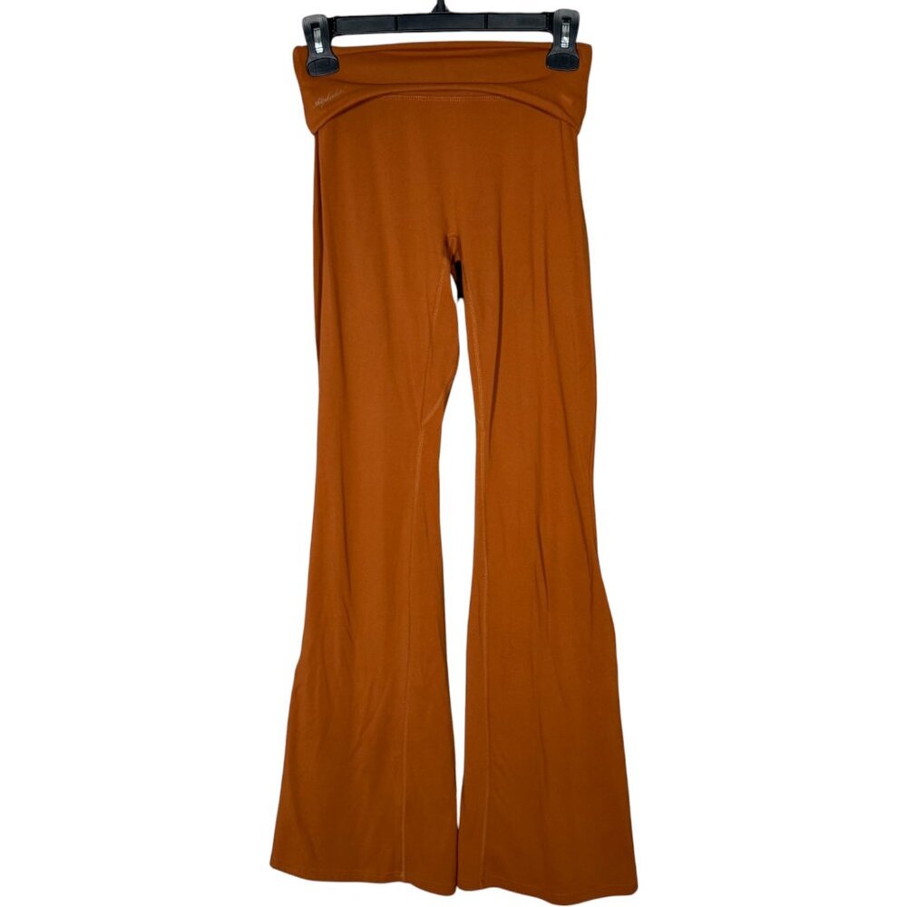 Alphalete Aura Foldover Flared Leggings in Root Brown Athleisure Neutral [AS IS]